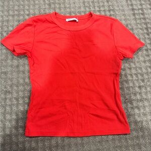 Red Ribbed Zara Women's Top